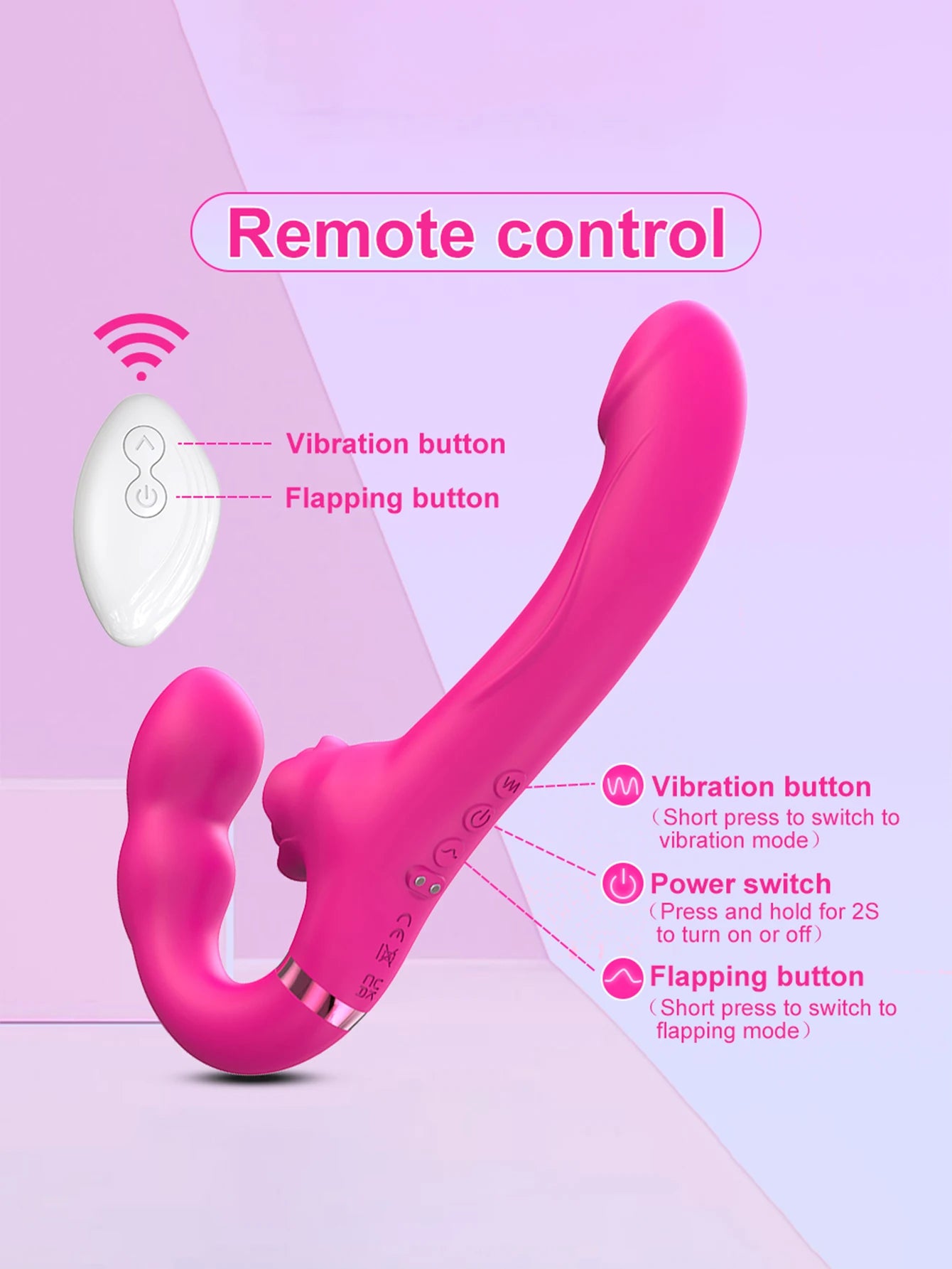 APP Strapless Strap-On G-Spot Dildo Vibrator Realistic Double-Ended Vibrating Butt Plug Anal Sex Toys for Women Lesbians Couples