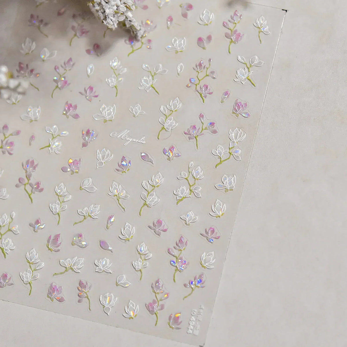 White Flower Petal Cherry Blossom Peach Blossom Falling Petal Floral Gradient 5D Self Adhesive Nail Art Sticker Manicure Decals