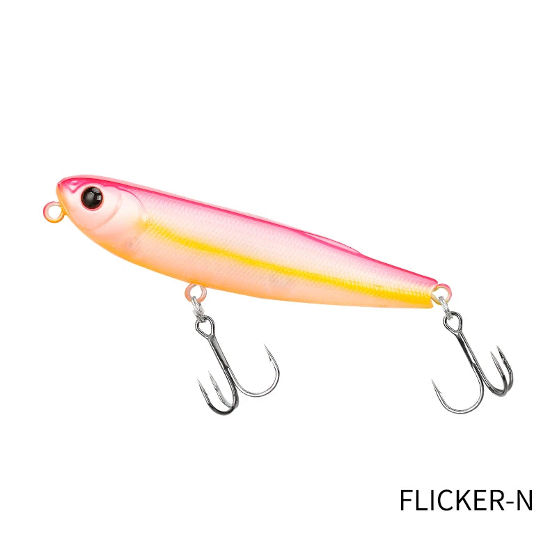 TSURINOYA FLICKER 70F Surface Fishing Lure Z Dog Floating Pencil 70mm 8.4g Chatter Artificial Hard Baits Trout Bass Pike Plug