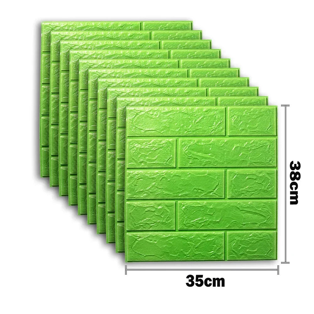10pcs Self Adhesive Decor 3D Foam Wall Stickers Pane Room Waterproof Peel and Stick Brick Wallpaper for Interior Decoration