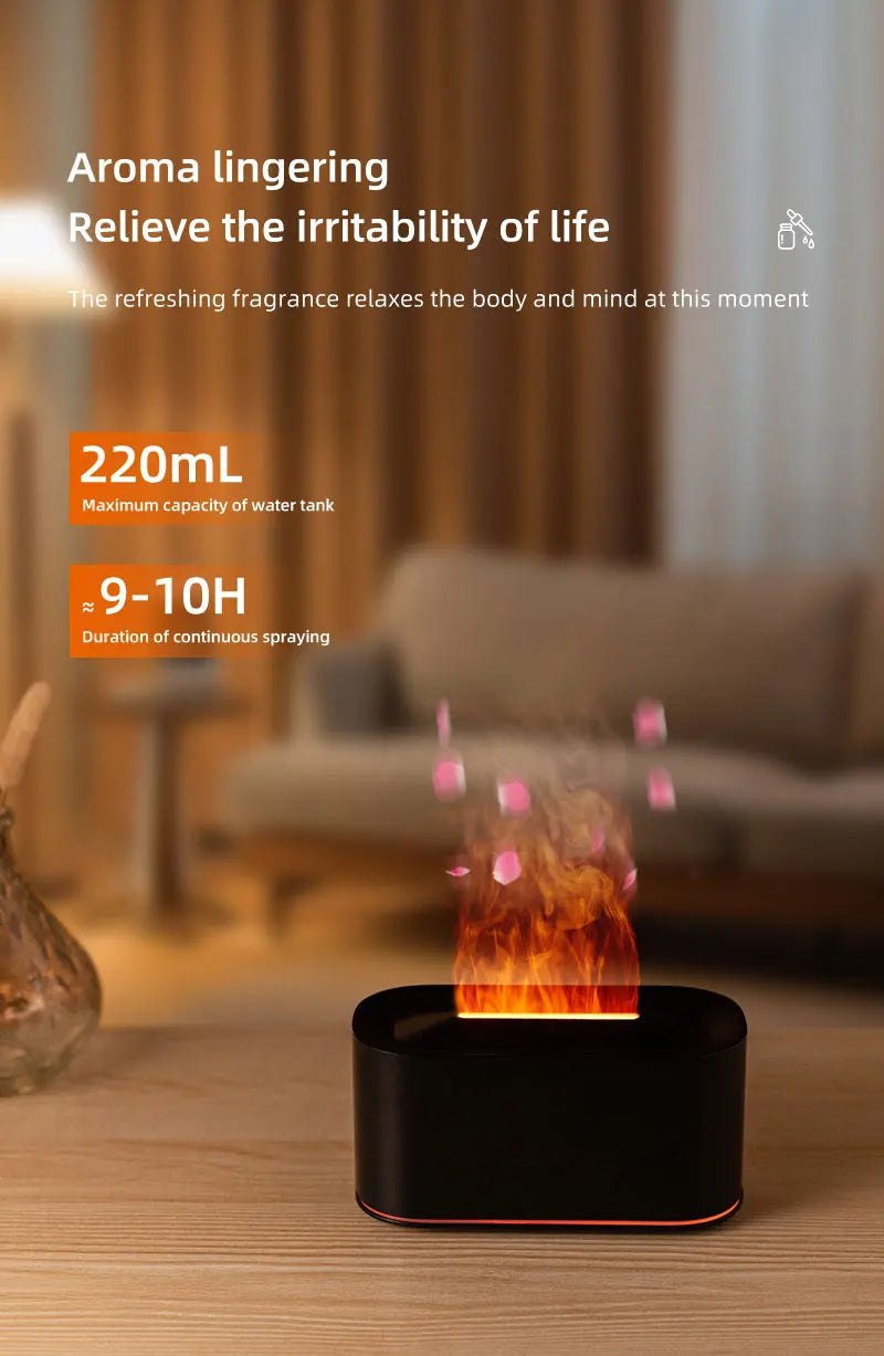 Mini Aroma Diffuser Aromatherapy Realistic Flame Lights Colorful RGB Air Humidifier Desktop USB Sprayer/Essential Oil Set