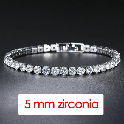 Hip Hop Iced Out 3/4/5mm Crystal Tennis Bracelet for Men Homme Trendy Punk Zirconia Men's Chain on The Hand Streetwear Jewelry