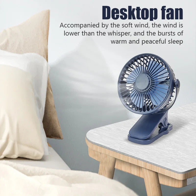 Clip Fan 3 Speed Electric fan USB Quiet Mini Home Office Desk Fans Air Cooler Outdoor Portable Cooling Clip on Fan for Strollers