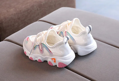 2022 Breathable Toddler Boy Sneakers Stretch Fabric Fashionable Baby Running Shoes Pink School Girl Sports Shoes Sneakers