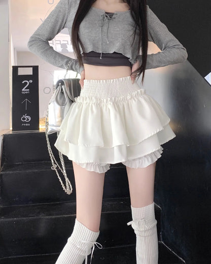 Women‘s High Waist Ballet Cake Skirt 2026 Spring Summer Slimming Short A Line Fluffy Mini Pants Style