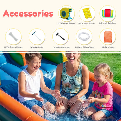 Hot sell 6.4M 100% PVC Commercial Inflatable Bounce House Water Slide With 950W Blower for Kids and Adults Children's Playground