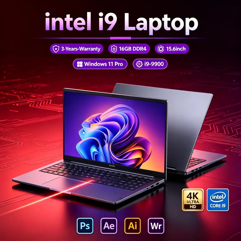 15.6" FHD 1080P Slim Metal Gaming Laptop Intel Core i9-9900 32GB DDR4 RAM 2TB M.2 SSD Windows 11 Pro Fingerprint Unlock Backlit