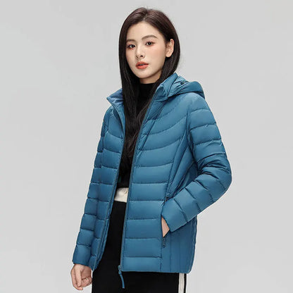 Women's plus Size M-6XL Hooded Puffer Jacket 90% Down Quilted Warm Coat Parka with Detachable Hat Winter Outerwear