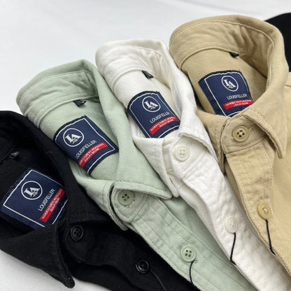 Autumn New Japanese Retro Heavyweight Twill Long-Sleeve Turn-down Collar 100% Cotton Shirt Men's Fashion Washed Casual Blouses