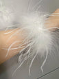 Real Ostrich feather cuff plumes bracelet for women white Cuffs pens Shirt with feathers girls fur cuffs ornament boa plume