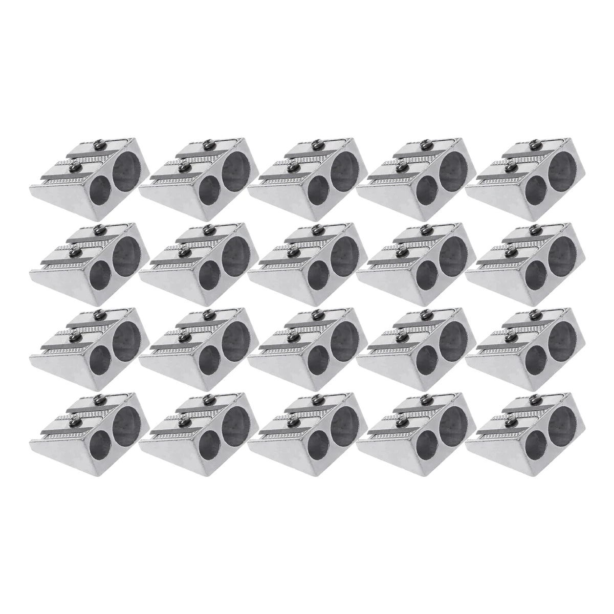 1/10/20Pcs Silver Aluminum Alloy Pencil Sharpener 2-Hole Magnesium Wedge Profile Metal Pen Sharpener for Office School Supplies