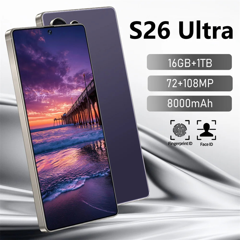 Hot Original Smartphone for S26 Ultra 7.3HD Cell Phone 5G Dual Sim 16MP+48MP 22G+2TB 7800mAh Android 14 Unlocked Mobile Phones