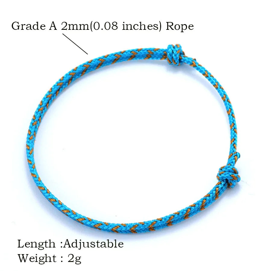 Minimalist Handwoven Rope Bracelet Unisex Sliding Adjustable 4 Styles Chroma 2mm Ethnic Cord Braclet Couple Casual Daily Jewelry