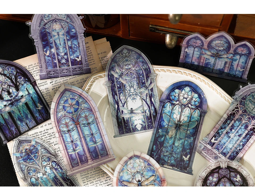 10pcs Flowers Window Sticker PET Materials Collage Junk Journal DIY Scrapbooking Supplies Aesthetics Decor Sticker
