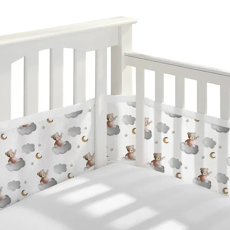 Breathable Mesh Bed Liner 4 Panel Baby Cot Fence Cotton Railing Thicken Bumper One-piece Crib Around Protector Baby Room Decor