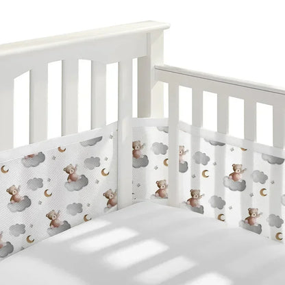 Breathable Mesh Bed Liner 4 Panel Baby Cot Fence Cotton Railing Thicken Bumper One-piece Crib Around Protector Baby Room Decor