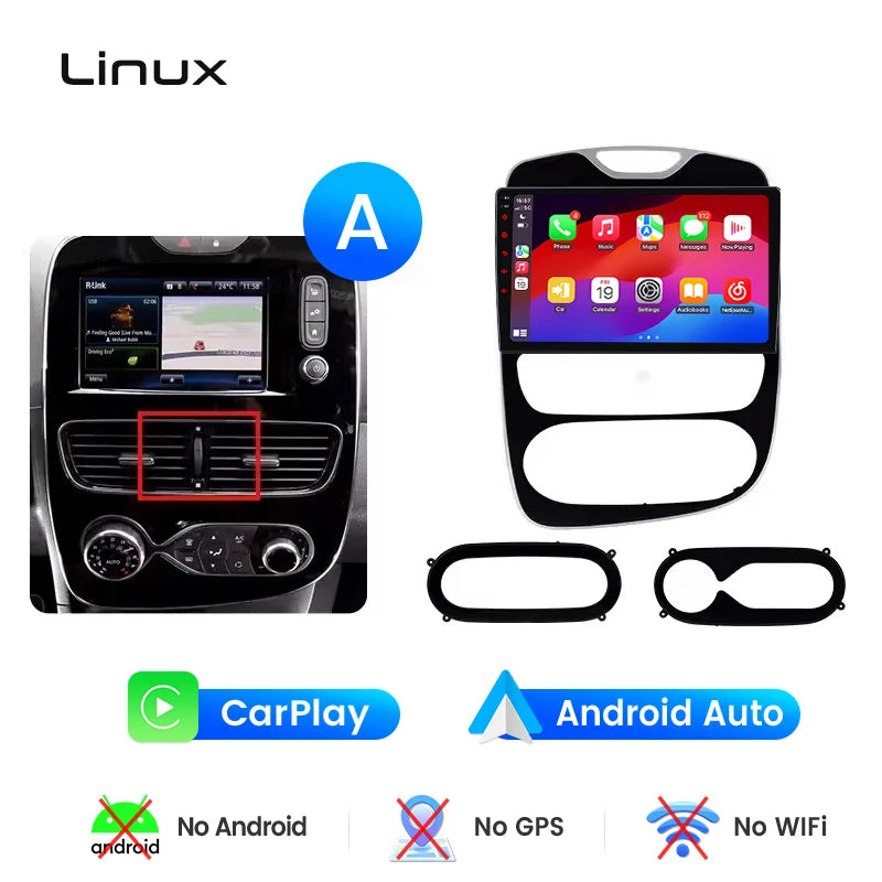 Junsun Wireless CarPlay Android Auto Car Radio for Renault Clio 4 2012- 2017 2 DIN Multimedia Stereo with Built-in Cooling Fan GPS Navigation SWC Bluetooth FM RDS DSP IPS Screen Car Intelligent Systems 4G WiFi 8 Core