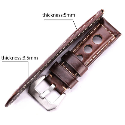 Cowhide Watch Strap Bracelet Vintage Genuine Leather 20mm 22mm 24mm Watchband Women Men Fashion Watch Band Belt With Pin Buckle