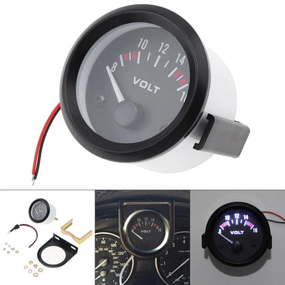 Universal 12V 2" 52mm Car Voltmeter 8-16V Pointer Volt Gauge Voltage LED Electrical Auto Meter