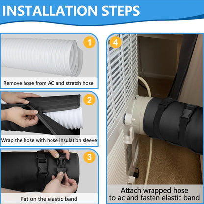 Portable AC Hose Insulation Sleeve Air Conditioner Hose Cover Wrap Fits for 5" & 5.9" Dia Exhaust Hose with 3 Adjustable Straps