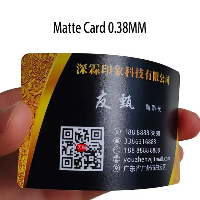 Custom PVC Business ID Card Own Design Logo Name Plastic Waterproof Double Side Glossy Matte Thank You 0.38mm 85.5*54mm 200pcs