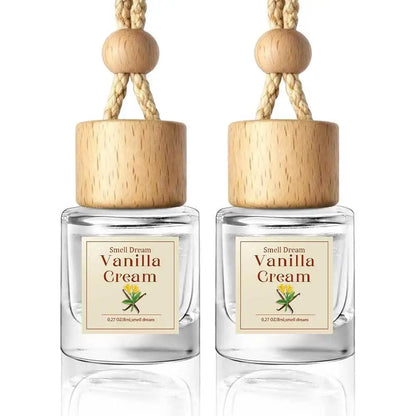 2 Pack Car Air Freshener Diffuser 2 Pack Hanging Air Freshener Diffuser - Vanilla Cream Fragrance Oil Air D iffuser for Car