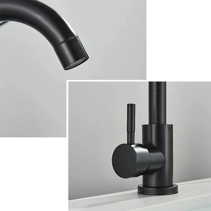 Black Nickel Bathroom Basin Faucet 304 Stainless Steel Hot Cold Wash Mixer Crane Tap 360 Rotation Sink Faucets Single Handle