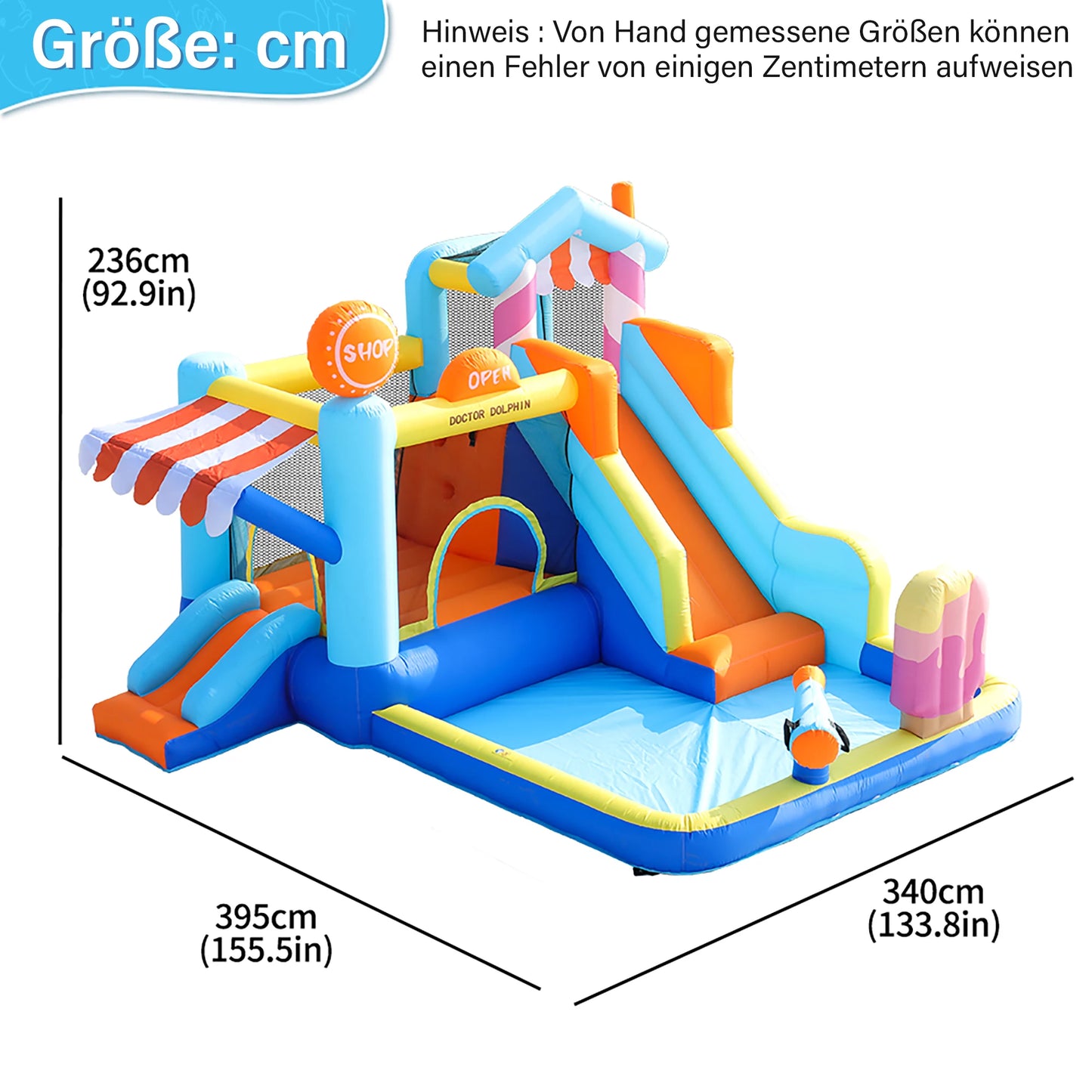 Kids' Bounce House,5 in 1 Inflatable Hopping Castle for Kids 3-10 Years, Outdoor Castle Bouncer with Slide Jump Area Water Pool Football Net