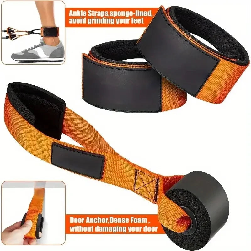 Resistance strap with handle used for muscle training, strength building body shaping, yoga, home fitness equipment - natural