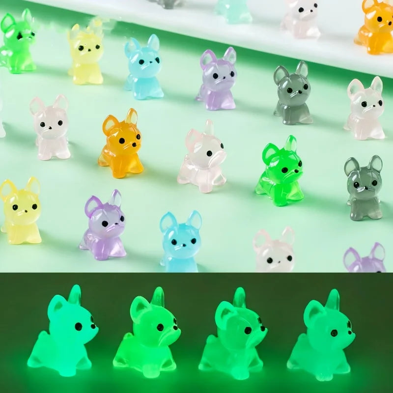 30PCS Mini Luminous Cute Puppy Accessories Toy Lovely Doggy Glow in The Night Fairy Garden Miniatures Dog Desk Decoration Gift