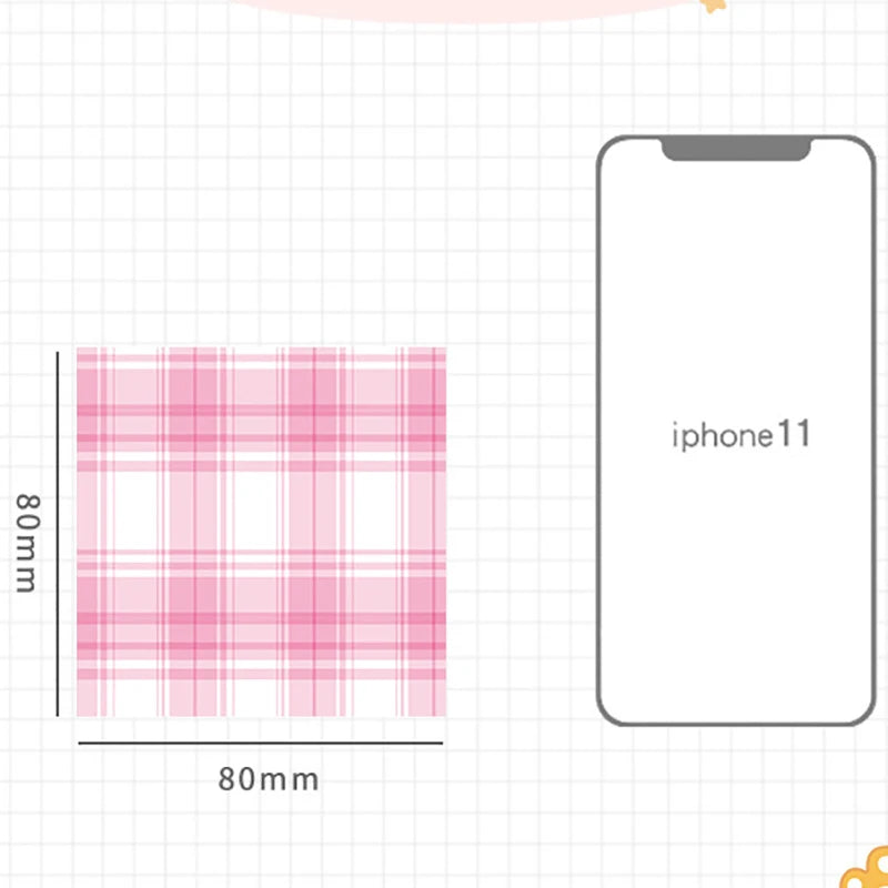 200Sheets Grid Pad Paper  8*8cm Aesthetic Non-Adhesive Plaid Design for Journaling, Planners & Study Notes, Stylish School-Style
