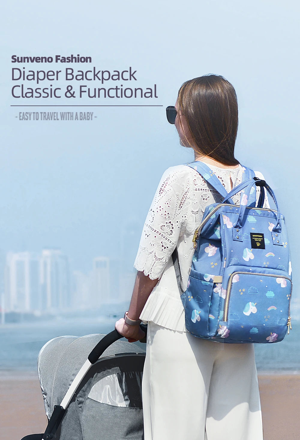 Sunveno Original Diaper Bag Travel Baby Bags Mommy Backpack Organizer Nappy Maternity Bag Mother Kids