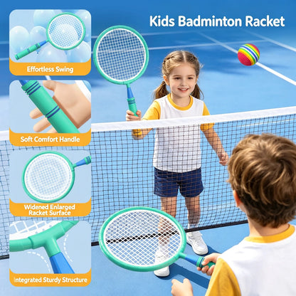 Kids Badminton Racket with Ball Parent-child Indoor Outdoor Sports Toy Training Equipment Children Teens Adult Birthday Gifts