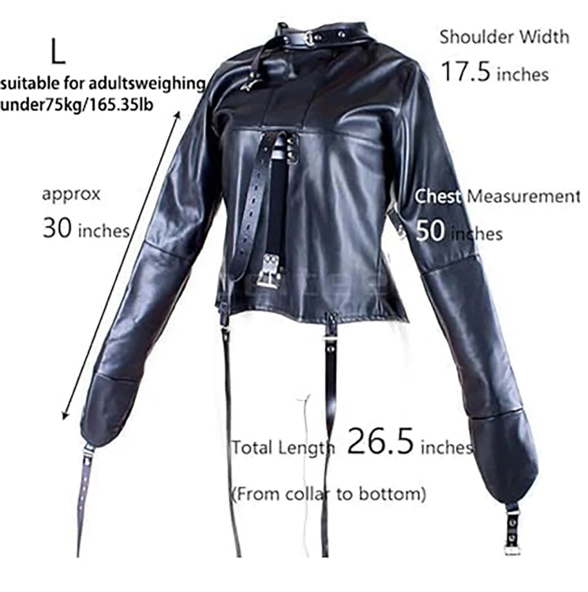 Female Sofe Leather Adjustable Binder Bondage Straitjacket Binding Slave Lockable Coat For Women Erotic Cosplay Adult BDSM