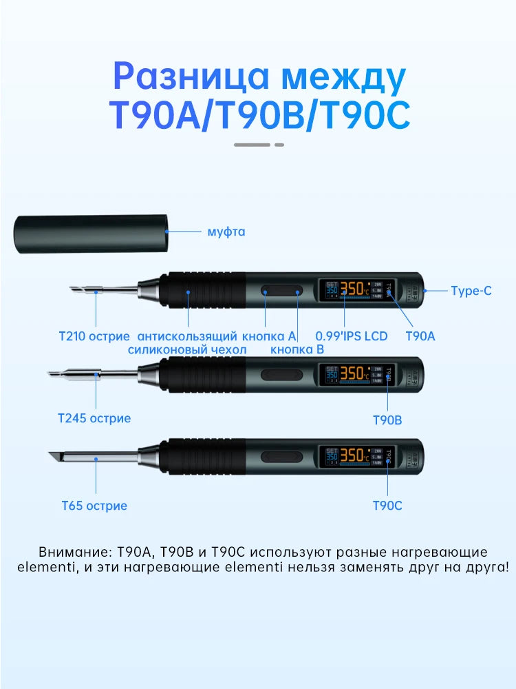 ALIENTEK T90 Smart Soldering Iron PD 3.1140W Portable Digital Display 80-450℃ PCB Precision Soldering Iron Repair Tool Kit