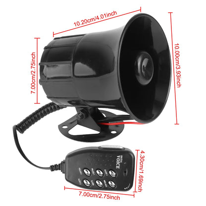 12V 120DB Loudspeaker 6 Tone Police Siren Car Air Horn Loud Speaker Automotive Warning Alarm Megaphone Multi-tone Claxon Horn