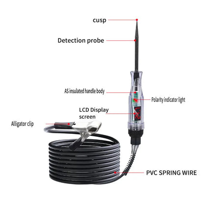6V 12V 24V DC Car Truck Voltage Circuit Tester Digital Display Long Probe Pen Light Bulb Automobile Diagnostic Tools Auto Repair