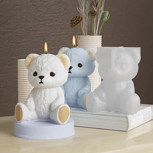 DIY crystal resin drop mold for three-dimensional teddy bear smile sitting bear display stand fragrance wax resin drop mold orna