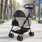 Pet Stroller with Storage Basket 4-Wheel Foldable Pet Stroller Collapsible Breathable for Small Dogs, Outdoor Walks, Travel