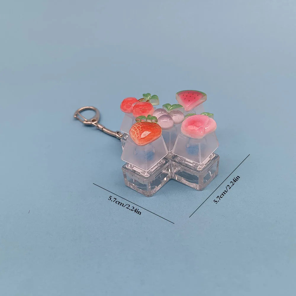 Keycap Keychain Mobile Phone Pendant Fruit Kawaii Keyring Fingertip Decompression Novelty Pop Fidget Toy Valentine Holiday Gift