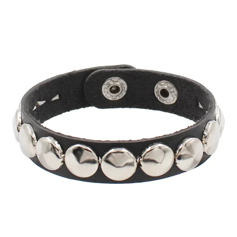 Vintage Leather Bracelets Punk Row Cuspidal Spikes Rivet Stud Wide Cuff PU Leather Punk Gothic Rock Unisex goth accessories
