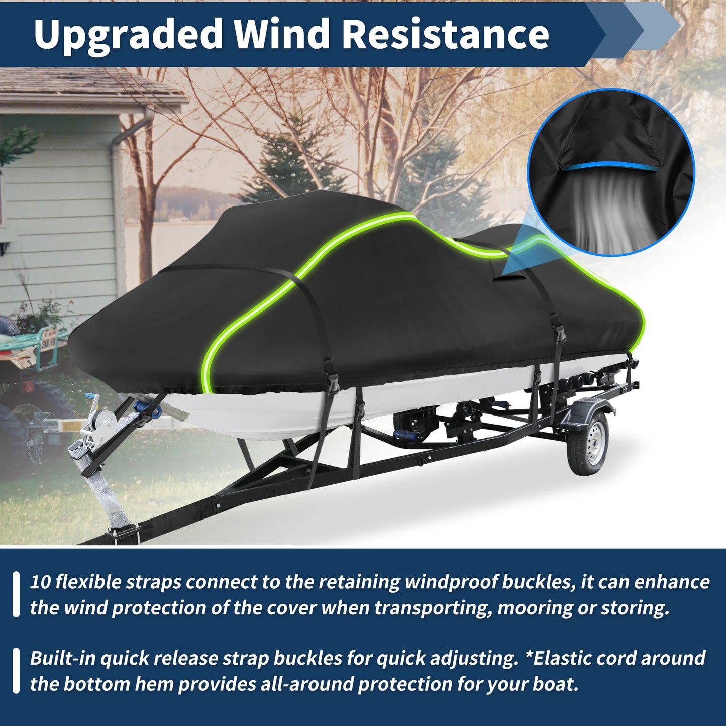 UXCELL 116"-125" Fits Jet Ski Cover 300D Duty Oxford Anti-UV Waterproof Trailerable PWC Cover for Yamaha for SeaDoo for Kawasaki