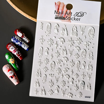 Winter Christmas Atmosphere Nail Stickers Snowman Snowflake Wapiti Self-adhesive High Quality Cute Nail Stickers Nail Art Deco