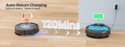 Vastorm E2 Robot Vacuum Cleaner 3-in-1 Floor Mop 5000Pa Powerful Suction with Auto-Charging Alexa/WiFi/App Control for Pet Hair Floors Cleaning