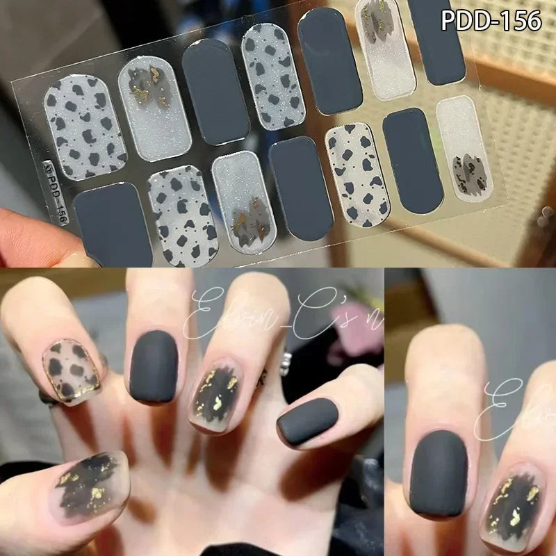 1PC Gel Nail Sticker Patch Slider Flower Gradient Color Back Glue Full Cover Waterproof Gel Nail Sticker UV Lamp Curing Manicur