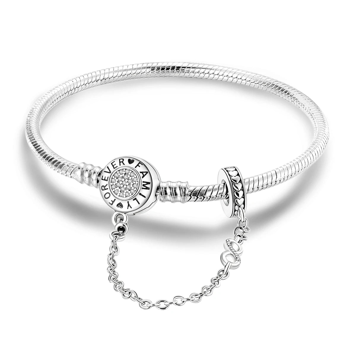 New Charm Bracelet 925 Silver Heart Shape Holy Mother Snake Chain Clasp Bracelet Fit Original Bead DIY Fashion Jewelry