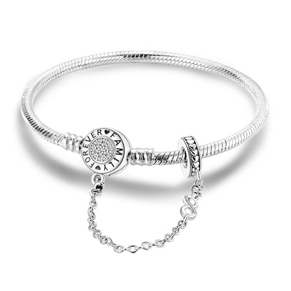 New Charm Bracelet 925 Silver Heart Shape Holy Mother Snake Chain Clasp Bracelet Fit Original Bead DIY Fashion Jewelry