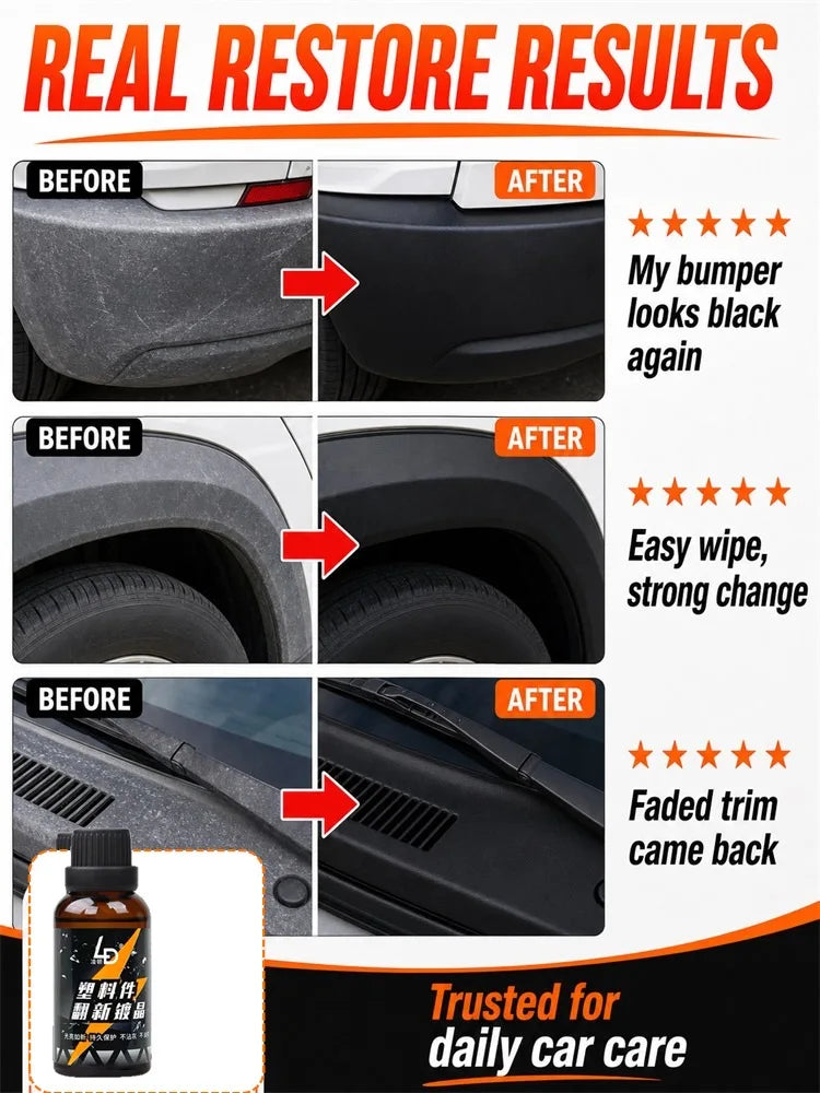 Hydrophobic Plastic Restorer Kit – Repels Water & Restores Gloss on Car Trim, Long-Lasting Coating for Exterior Detailing