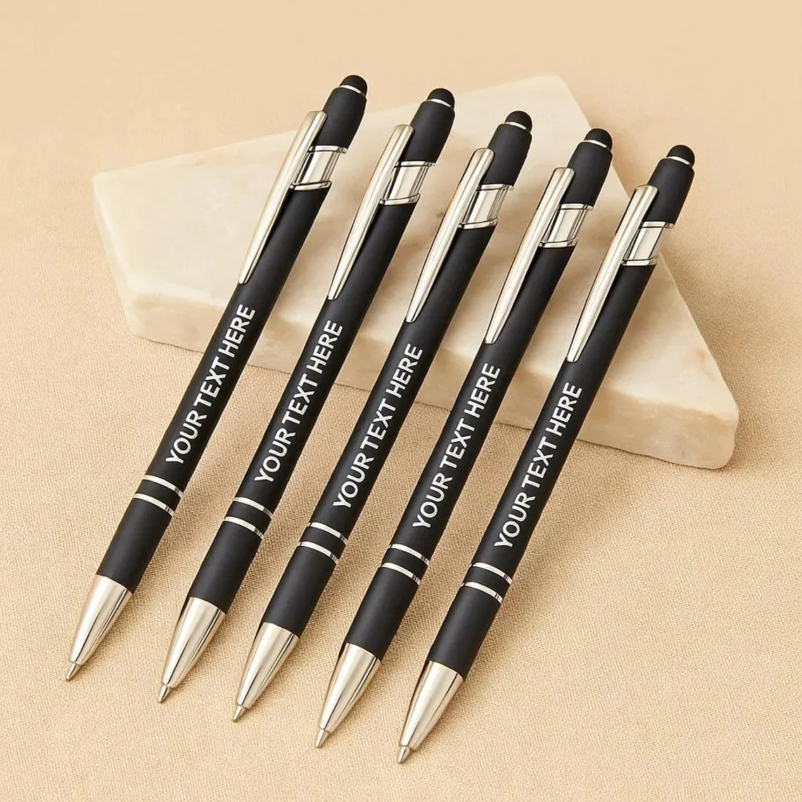 Custom 2-in-1 Engraved Pens 5 Pcs Bulk, Personalized Name Pens for Business & Corporate Gifts