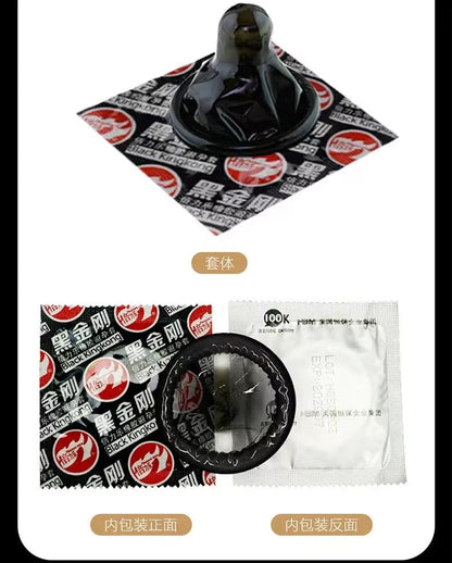Black Long Lasting Condoms for Men - Delay Ejaculation, Reduce Sensitivity, Penis Sleeve Condom for Extended Pleasure